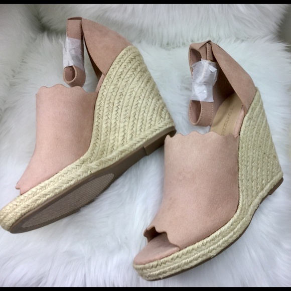 Blush/Pink  Scalloped Wedge Espadrilles - Picture 6 of 8